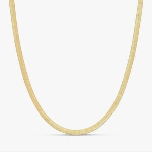 Gold Tone Herringbone Chain Necklace 16"